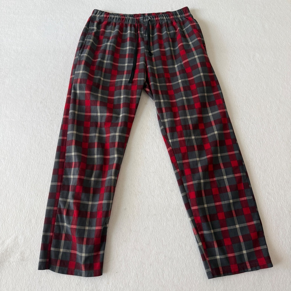 Spyder Pajama Pants Men Medium Red Grey Plaid Lounge Sleepwear Drawstring